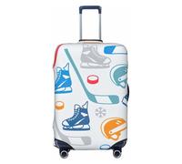 LHBZXMKJ Hockey Elements Creative Patterned Print Luggage Cover Suitcase Protector Anti-scratch Fits 18-32 Inch Trolley Case, Black, S