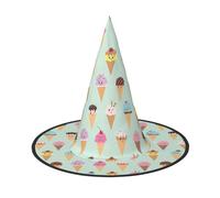 LHBZXMKJ Ice Cream Cones Print Halloween hat Women Witch Hat Costume Decoration for Festival Carnival Party