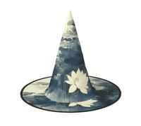 LHBZXMKJ Ink Lotus Painting Print Halloween hat Women Witch Hat Costume Decoration for Festival Carnival Party