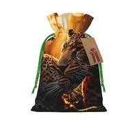 LHBZXMKJ Leopard Love Print Drawstring Present Bags Christmas gifts Wrapping Sacks Pouches for Xmas Party