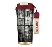 LHBZXMKJ Mosaic black shadow Print Travel Coffee Mug Insulated cup 16.9 oz Stainless Steel Cup for Camping,Office,Home