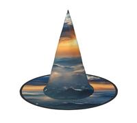 LHBZXMKJ Mountain Valley with Rainbow Print Halloween hat Women Witch Hat Costume Decoration for Festival Carnival Party