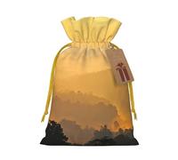 LHBZXMKJ Mountain view at sunrise Print Drawstring Present Bags Christmas gifts Wrapping Sacks Pouches for Xmas Party