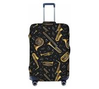 LHBZXMKJ Musical Instruments Print Luggage Cover Suitcase Protector Anti-scratch Fits 18-32 Inch Trolley Case, Black, M