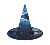 LHBZXMKJ Night Sky Full Moon Print Halloween hat Women Witch Hat Costume Decoration for Festival Carnival Party