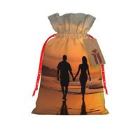 LHBZXMKJ Romantic Love Print Drawstring Present Bags Christmas gifts Wrapping Sacks Pouches for Xmas Party