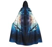 LHBZXMKJ Shark Swimming Under The Sea Print Halloween Cloak Witch Hooded Cloak Christmas Cosplay Party Costume
