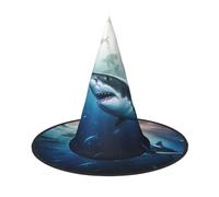 LHBZXMKJ Shark Swimming Under the Sea Print Halloween hat Women Witch Hat Costume Decoration for Festival Carnival Party, Black, 3 PCS