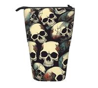 LHBZXMKJ Skull Skeleton Print Telescopic Pencil Bag Stationery Case Stand-up pencil case Cosmetics storage bag