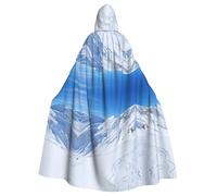 LHBZXMKJ Snowy Mountain Print Hooded Cape,Unisex Cloak Party Robe Mardi Gras,Halloween Costume for Men Women