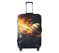 LHBZXMKJ Solar System Jupiter Saturn Print Luggage Cover Suitcase Protector Anti-scratch Fits 18-32 Inch Trolley Case, Black, S