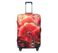 LHBZXMKJ Spring Red Flowers Print Luggage Cover Suitcase Protector Anti-scratch Fits 18-32 Inch Trolley Case, Black, S