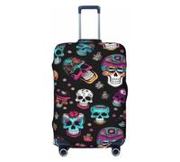 LHBZXMKJ Sugar and Skulls Style Print Luggage Cover Suitcase Protector Anti-scratch Fits 18-32 Inch Trolley Case, Black, M