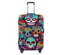 LHBZXMKJ Sugar Skulls Print Luggage Cover Suitcase Protector Anti-scratch Fits 18-32 Inch Trolley Case, Black, S
