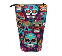 LHBZXMKJ Sugar Skulls Print Telescopic Pencil Bag Stationery Case Stand-up pencil case Cosmetics storage bag