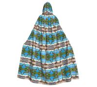 LHBZXMKJ Tropical Palm Ocean Print Hooded Cape Unisex Mardi Gras Dress Halloween Costume for Men Women