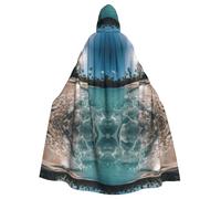 LHBZXMKJ Tropical Palm Ocean Print Hooded Cape Unisex Mardi Gras Dress Halloween Costume for Men Women