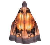 LHBZXMKJ Valentine Paris Eiffel Tower Romantic Couple Carriage Sunset Print Hooded Cape,Unisex Cloak Party Robe Mardi Gras,Halloween Costume for Men Women