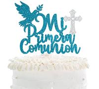 LHCING Cake Topper, First Holy Communion Religious God Bless Me Cross - Baby Shower Baptism Feliz Christening Party Decoration