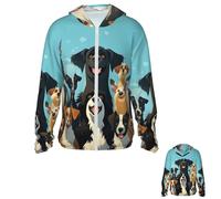 LHCVSFGW A large group of dogs Sun Protection Hoodie Jacket Full Zip Long Sleeve Fishing Shirts With Pockets Sun Shirts, Black, XXL