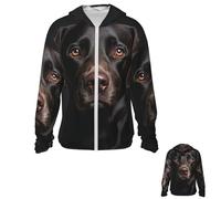 LHCVSFGW Black Lab Dog Sun Protection Hoodie Jacket Full Zip Long Sleeve Fishing Shirts With Pockets Sun Shirts, Black, Medium