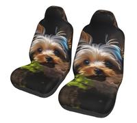 LHCVSFGW Car Seat Covers Breathable Automotive Seat Covers for Cars Two Front Bucket Seat Protectors A Little Yorkshire Terrier Universal Car Cushions Cover Car Interior for Most Sedans Trucks SUVs