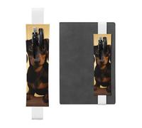 LHCVSFGW Elastic Pen Holder for Notebook Bookmark PU Leather Pencil Holder with Adjustable Band Pen Sleeve Pouch A cute dachshund Pencil Case Pencil Pouch for Planners Binders Books