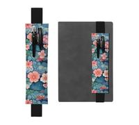 LHCVSFGW Elastic Pen Holder for Notebook Bookmark PU Leather Pencil Holder with Adjustable Band Pen Sleeve Pouch Scales and flowers pattern Pencil Case Pencil Pouch for Planners Binders Books