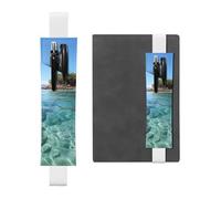 LHCVSFGW Elastic Pen Holder for Notebook Bookmark PU Leather Pencil Holder with Adjustable Band Pen Sleeve Pouch Fiji Island and Clear Sea Pencil Case Pencil Pouch for Planners Binders Books