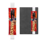 LHCVSFGW Elastic Pen Holder for Notebook Bookmark PU Leather Pencil Holder with Adjustable Band Pen Sleeve Pouch Giraffe wearing sunglasses Pencil Case Pencil Pouch for Planners Binders Books