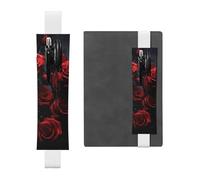 LHCVSFGW Elastic Pen Holder for Notebook Bookmark PU Leather Pencil Holder with Adjustable Band Pen Sleeve Pouch Red Rose Photo Pencil Case Pencil Pouch for Planners Binders Books