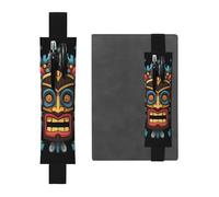LHCVSFGW Elastic Pen Holder for Notebook Bookmark PU Leather Pencil Holder with Adjustable Band Pen Sleeve Pouch Colorful tiki mask pattern Pencil Case Pencil Pouch for Planners Binders Books