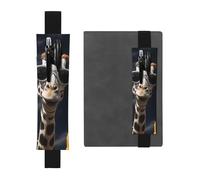 LHCVSFGW Elastic Pen Holder for Notebook Bookmark PU Leather Pencil Holder with Adjustable Band Pen Sleeve Pouch Three giraffes wearing sunglasses Pencil Case Pencil Pouch for Planners Binders Books