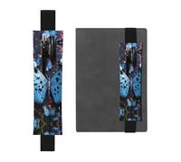 LHCVSFGW Elastic Pen Holder for Notebook Bookmark PU Leather Pencil Holder with Adjustable Band Pen Sleeve Pouch Blue butterfly Pencil Case Pencil Pouch for Planners Binders Books