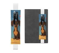 LHCVSFGW Elastic Pen Holder for Notebook Bookmark PU Leather Pencil Holder with Adjustable Band Pen Sleeve Pouch Two dachshunds Pencil Case Pencil Pouch for Planners Binders Books
