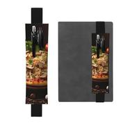 LHCVSFGW Elastic Pen Holder for Notebook Bookmark PU Leather Pencil Holder with Adjustable Band Pen Sleeve Pouch Pizza with Mushrooms and Tomatoes Pencil Case Pencil Pouch for Planners Binders Books