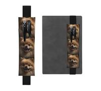 LHCVSFGW Elastic Pen Holder for Notebook Bookmark PU Leather Pencil Holder with Adjustable Band Pen Sleeve Pouch Cute Pomeranian Pencil Case Pencil Pouch for Planners Binders Books