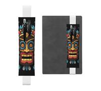 LHCVSFGW Elastic Pen Holder for Notebook Bookmark PU Leather Pencil Holder with Adjustable Band Pen Sleeve Pouch Colorful tiki mask pattern Pencil Case Pencil Pouch for Planners Binders Books