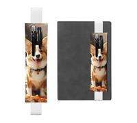 LHCVSFGW Elastic Pen Holder for Notebook Bookmark PU Leather Pencil Holder with Adjustable Band Pen Sleeve Pouch Corgi Dog Pencil Case Pencil Pouch for Planners Binders Books