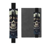 LHCVSFGW Elastic Pen Holder for Notebook Bookmark PU Leather Pencil Holder with Adjustable Band Pen Sleeve Pouch Movie Aesthetic Skull Pencil Case Pencil Pouch for Planners Binders Books