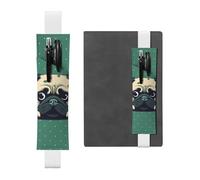 LHCVSFGW Elastic Pen Holder for Notebook Bookmark PU Leather Pencil Holder with Adjustable Band Pen Sleeve Pouch Pug Green Polka Dot Pencil Case Pencil Pouch for Planners Binders Books