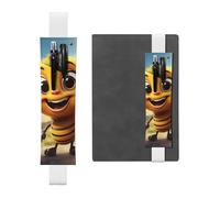 LHCVSFGW Elastic Pen Holder for Notebook Bookmark PU Leather Pencil Holder with Adjustable Band Pen Sleeve Pouch Bee Pencil Case Pencil Pouch for Planners Binders Books