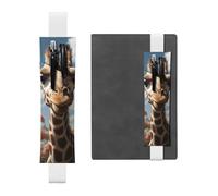 LHCVSFGW Elastic Pen Holder for Notebook Bookmark PU Leather Pencil Holder with Adjustable Band Pen Sleeve Pouch Beautiful Giraffe Pencil Case Pencil Pouch for Planners Binders Books