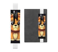 LHCVSFGW Elastic Pen Holder for Notebook Bookmark PU Leather Pencil Holder with Adjustable Band Pen Sleeve Pouch Cute cartoon lion Pencil Case Pencil Pouch for Planners Binders Books