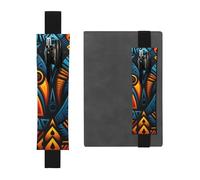 LHCVSFGW Elastic Pen Holder for Notebook Bookmark PU Leather Pencil Holder with Adjustable Band Pen Sleeve Pouch African style textile pattern Pencil Case Pencil Pouch for Planners Binders Books