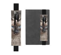LHCVSFGW Elastic Pen Holder for Notebook Bookmark PU Leather Pencil Holder with Adjustable Band Pen Sleeve Pouch Beautiful Siamese Cat Pencil Case Pencil Pouch for Planners Binders Books