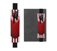 LHCVSFGW Elastic Pen Holder for Notebook Bookmark PU Leather Pencil Holder with Adjustable Band Pen Sleeve Pouch Red and White Striped Heart Pencil Case Pencil Pouch for Planners Binders Books