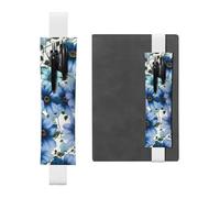 LHCVSFGW Elastic Pen Holder for Notebook Bookmark PU Leather Pencil Holder with Adjustable Band Pen Sleeve Pouch Blooming blue daisy Pencil Case Pencil Pouch for Planners Binders Books