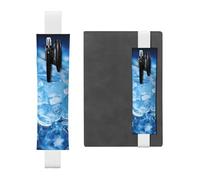 LHCVSFGW Elastic Pen Holder for Notebook Bookmark PU Leather Pencil Holder with Adjustable Band Pen Sleeve Pouch Blue ice cube background Pencil Case Pencil Pouch for Planners Binders Books