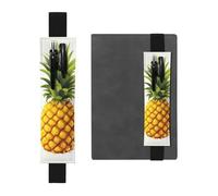 LHCVSFGW Elastic Pen Holder for Notebook Bookmark PU Leather Pencil Holder with Adjustable Band Pen Sleeve Pouch Yellow pineapple Pencil Case Pencil Pouch for Planners Binders Books